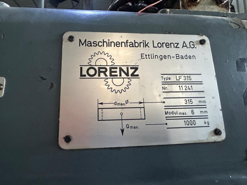 LORENZ LF 315 GEAR HOBING MACHINE 6 MODULE